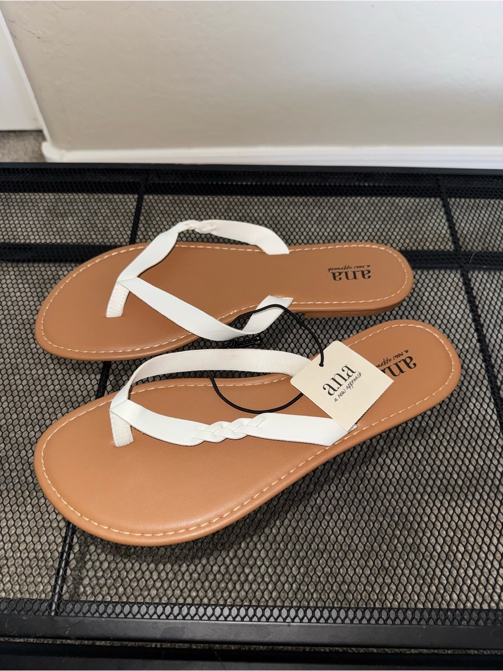 a.n.a White Braided-Strap Tan Footbed Women's Flip Flop Sandals